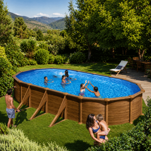 Piscina supraterana Oval Mauritius 730x375x132 cm